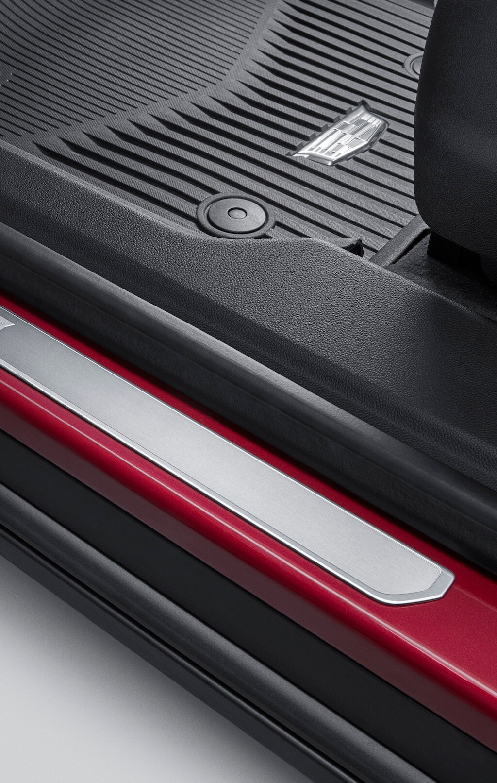 Tapete de vinil rígido de segunda fila con logo color negro para tu Cadillac XT4 2024, camioneta compacta de lujo